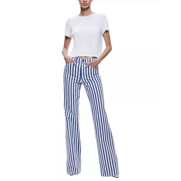 Alice & Olivia Women's CD403311630 Size 25 Indigo Admiral Stripe Bootcut Jeans - Picture 1 of 11